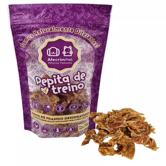 Petisco Natural para Cães e Gatos - Pepita De Treino( Peito De Frango Desidratado) 70g-Alecrim Pet