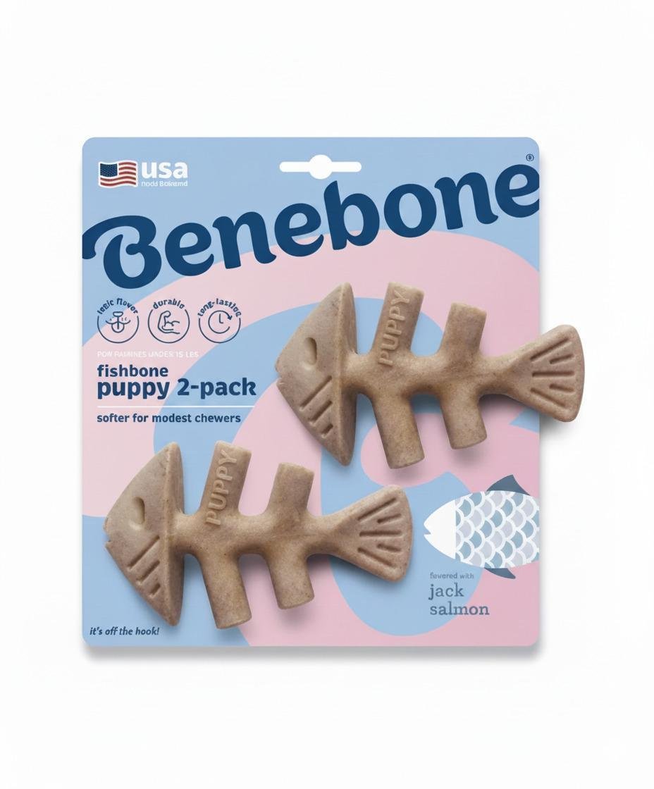 Benebone Fishbone Puppy - Kit com 2 - cães pequenos