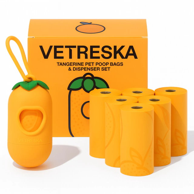 Kit Cata Caca Vetreska Aroma de Tangerina- Dispenser e Refil ( 1 dispenser + 7 Refis)
