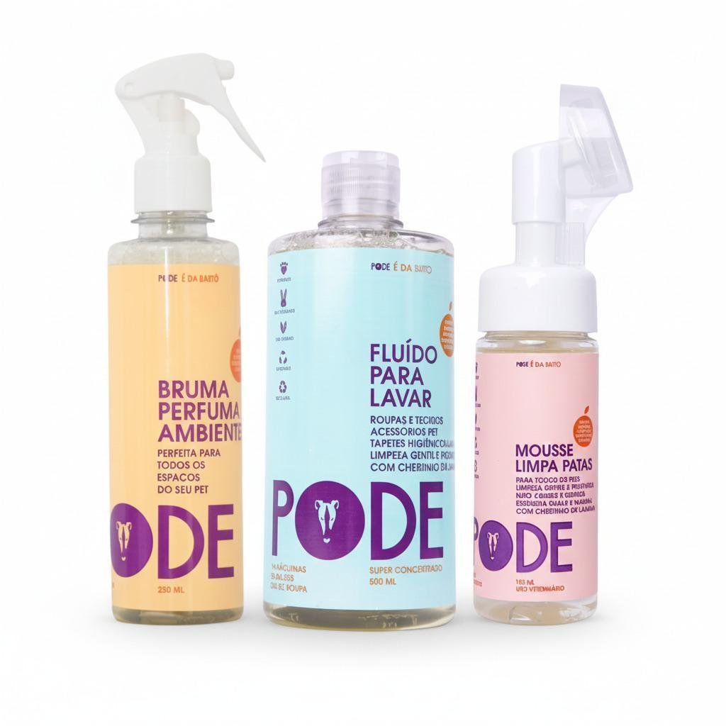 Kit Pode-Fluido Lava Roupas+Bruma Perfuma Ambientes+Mousse Limpa Patas-Bartô