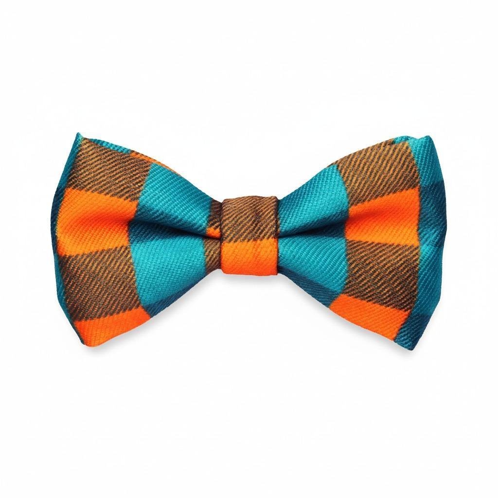 Gravata Para Cães ou Gatos-Xadrez Verde e Laranja-DogNerd